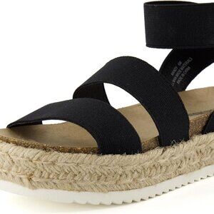 CUSHIONAIRE Women's Mandy Cork Espadrille Platform Sandal - Strappy Wedge 9 WIDE